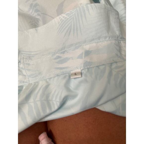 Men's Camp shirt lightweight Dr. Pepper white/light blue tropical leaf print LG - Picture 3 of 6